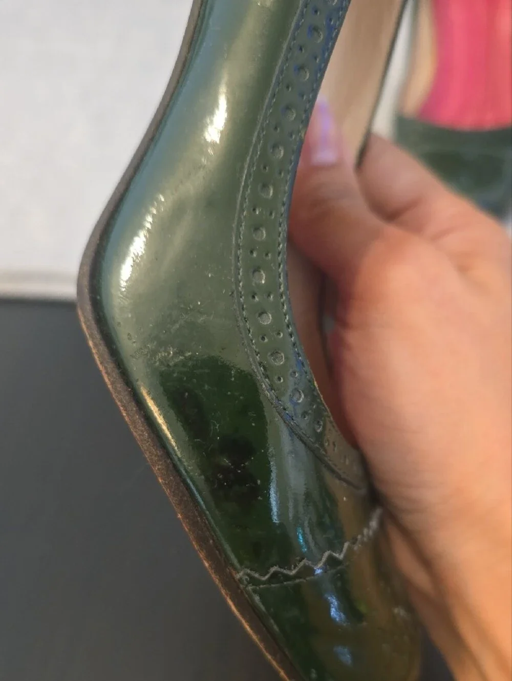 Vintage Y2K Kate Spade New York Green Patent Leather Brogue Pumps Heels, 6.5